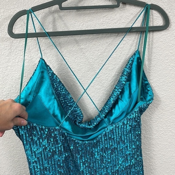 New Rebecca Vallance Missing Hours Midi Dress Sequin Marine Blue Cocktail Party - Picture 8 of 13